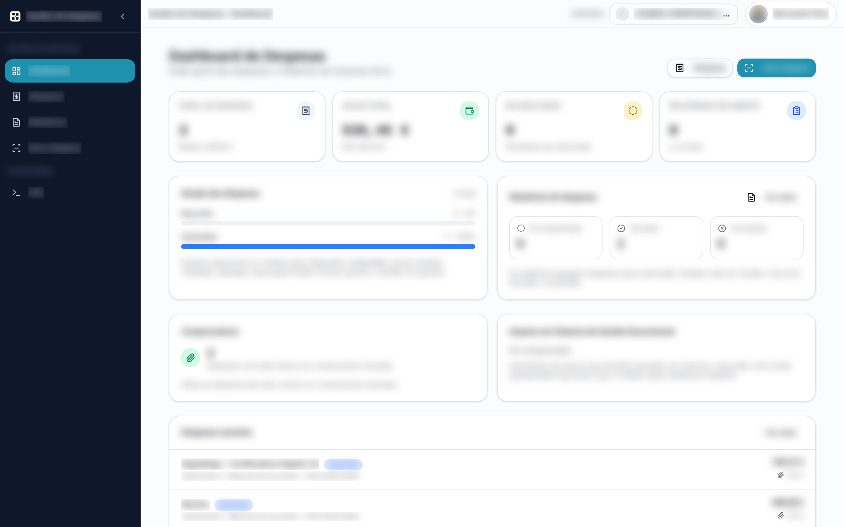 Dashboard de Despesas — dados sensíveis ocultados